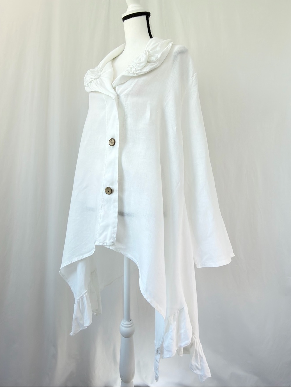 Tempo Paris 100% linen White jacket/top artistic lagenlook Made in Italy Medium - Picture 3 of 17